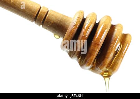 Cuillère de miel fait olivewood against white background Banque D'Images