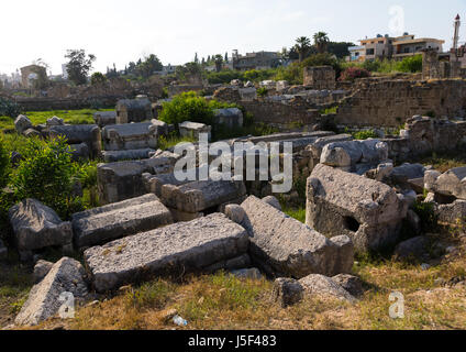 Vieilles tombes dans la nécropole d'El Bass site archéologique, le gouvernorat du Sud, tire, Liban Banque D'Images