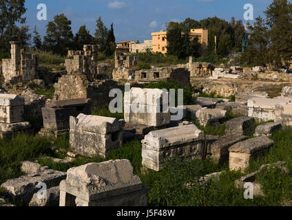 Nécropole d'el Bass site archéologique, le gouvernorat du Sud, tire, Liban Banque D'Images