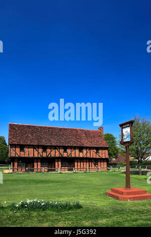 Printemps, le Moot Hall ; Elstow village ; John Bunyans berceau ; Bedfordshire, Angleterre, RU Banque D'Images