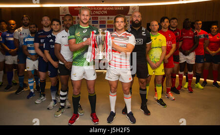 Londres, Royaume-Uni. 17 mai 2017. Londres HSBC Sevens World Series capitaines et le trophée à la conférence de presse des capitaines. La dernière étape de la série aura lieu au stade de Twickenham sur le 20 et le 21 mai 2017. Credit : Elsie Kibue / Alamy Live News Banque D'Images