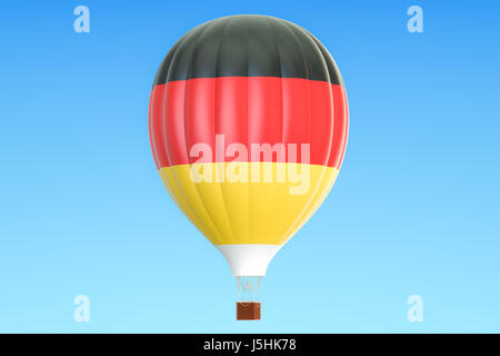 Ballon à air chaud avec l'Allemagne, rendu 3D du pavillon isolé sur fond blanc Banque D'Images