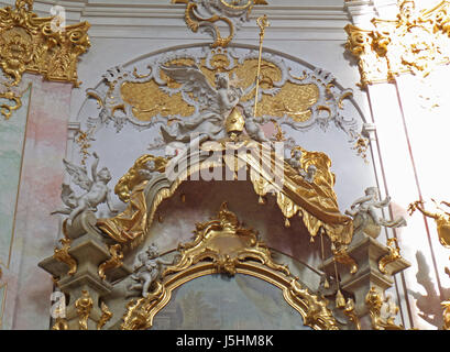 Décoration intérieure magnifique église de l'abbaye d'Ettal, Garmisch-partenkirchen, Bavière, Allemagne Banque D'Images