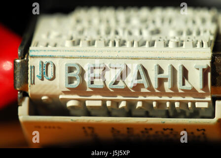 Approbation du texte des lettres stamp timbre en caoutchouc estampillé payé textes encre Banque D'Images