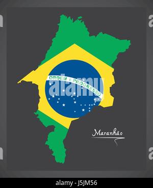 Maranhao carte avec drapeau national brésilien illustration Illustration de Vecteur