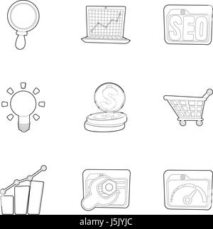 Promotion icons set style du contour, Illustration de Vecteur