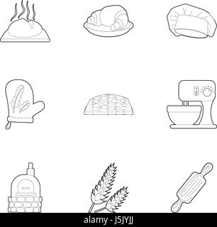 Patisserie icons set style du contour, Illustration de Vecteur