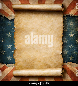 Grunge papier vierge faites défiler jusqu'au jour de l'indépendance drapeau USA modèle 3d illustration Banque D'Images