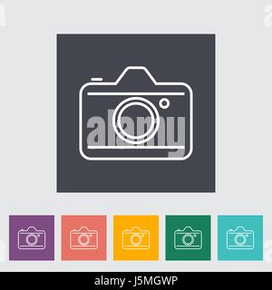 Appareil photo. L'icône Contour sur le bouton. Vector illustration. Illustration de Vecteur