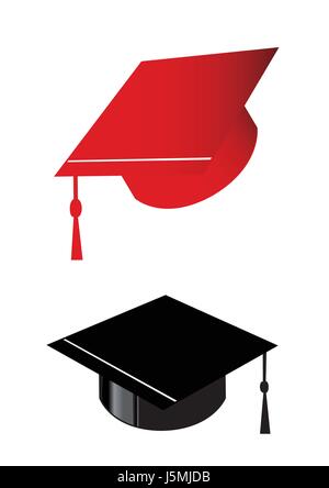 L'obtention du diplôme un chapeau un noir et un rouge Illustration de Vecteur