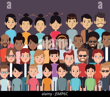 Les gens de caractère communautaire multiethnique portrait Illustration de Vecteur