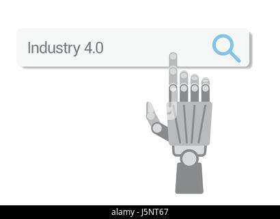 La main du robot sur le web de bar sur fond blanc. L'industrie de la recherche et de comparer les différentes options 4.0. Illustration de Vecteur