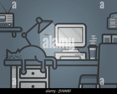 Espace de travail en ligne Télévision Vintage Vector Illustration de Vecteur