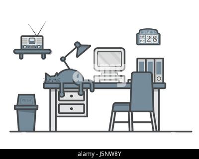 Espace de travail en ligne Télévision Vintage Vector Illustration de Vecteur