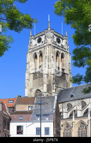 Le clocher de la 13e siècle basilique gothique de Notre Dame à Tongeren, Belgique Banque D'Images