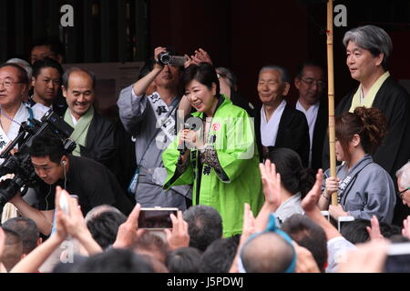 Gouverneur de Tokyo, Yuriko Koike assiste à la Kanda Matsuri Festival à Tokyo, Japon le 14 mai 2017. Credit : David Ozawa/AFLO/Alamy Live News Banque D'Images