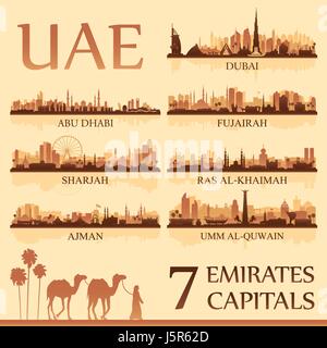 Toutes les capitales des Émirats arabes unis, vector illustration Illustration de Vecteur