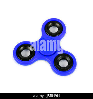 Un spinner fidget bleu sur fond blanc Banque D'Images