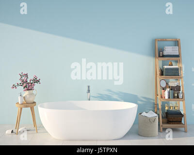 Salle de bains spa bleu. Le rendu 3D Banque D'Images