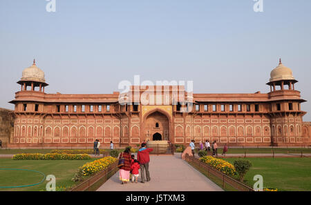 Agra Fort Rouge d'Agra. L'Uttar Pradesh, site du patrimoine mondial de l'UNESCO, l'Inde, 14 février 2016. Banque D'Images