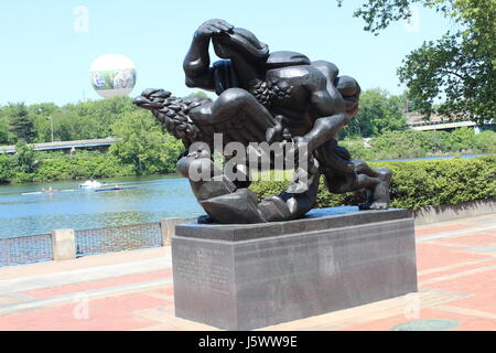 Des statues le long de la rivière Schuylkill à Philadelphie Banque D'Images