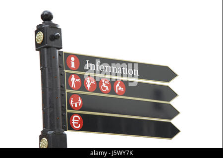 Signal de direction flèche toilettes signe signe femme bleu signal indiquent show Banque D'Images