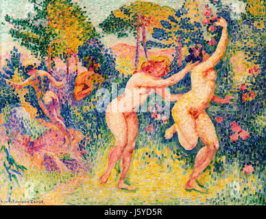 'La fuite des nymphes' par Henri-Edmond Cross (1856-1910), huile sur toile, c.1906 Banque D'Images