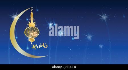 Le Ramadan. Golden lantern précieux contre le ciel à l'aide de Fireworks. Illustration pour votre conception. Illustration de Vecteur