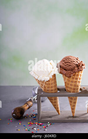 Variété de cornets à crème glacée Banque D'Images