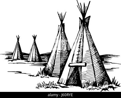 Native American wigwam Illustration de Vecteur