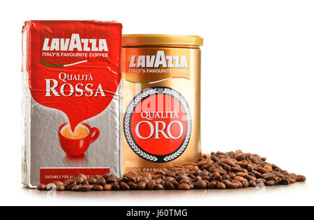 POZNAN, POLOGNE - OCT 12, 2016 Lavazza : est un fabricant italien de café produits elle a été fondée à Turin en 1895 par Luigi Lavazza. Banque D'Images