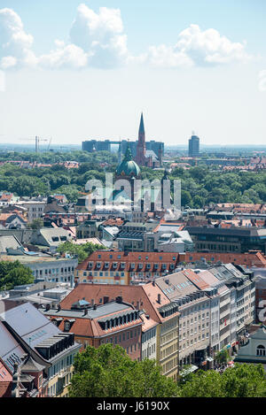 Munich, Allemagne - le 7 juin 2016 : panorama de l'antenne de l'architecture de la vieille ville de Munich, Bavière, Allemagne Banque D'Images