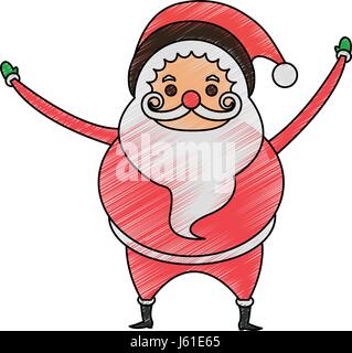 Dessin au crayon de couleur gras corporel complet santa claus Illustration de Vecteur