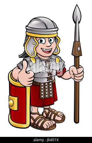 Un soldat romain personnage tenant une lance et donner un coup de pouce Banque D'Images