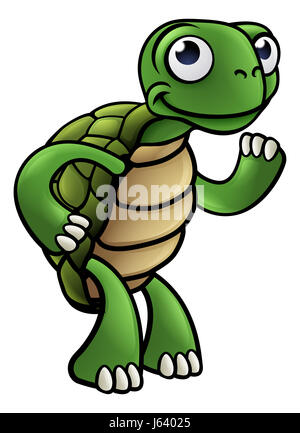 Un personnage de tortue smiling and waving Banque D'Images