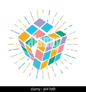 L'icône du cube, comme un concept, un jeu éducatif logo. Icône dans le style linéaire Illustration de Vecteur