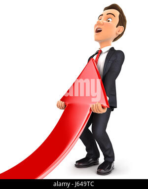 Homme d'élévation 3d flèche rouge, illustration avec fond blanc isolé Banque D'Images