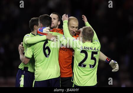 VILLA GUZAN CÉLÉBRER VICTOIRE À SUNDERLAND V SUNDERLAND ASTON V ASTON VILLA SUNDERLAND ANGLETERRE STADE DE LA LUMIÈRE 03 novembre 201 Banque D'Images