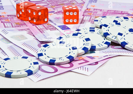 Billets de banque billets de match de hasard argent de jeu jetons prêts bancaires Banque D'Images
