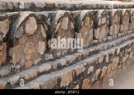 Mur de pierre d'Isa Khan's Tomb. Complexe Tombe de Humayun, Delhi, Inde, 13 février, 2016 Banque D'Images