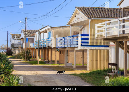 France, Aude, Gruissan, Gruissan-les Chalets, chalets sur pilotis Banque D'Images