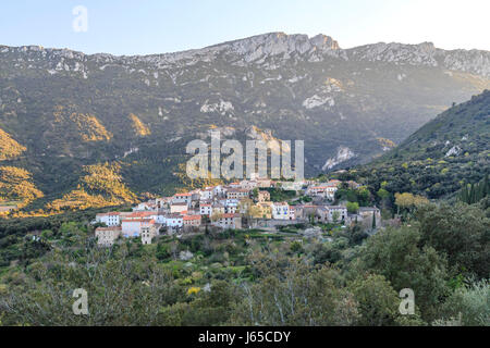 France, Aude, Duilhac-sous-Peyrepertuse, le village en soirée Banque D'Images