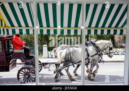 Mackinac Island Michigan, parc national historique Mackinaw, détroits de, lac Huron, Grand, hôtels d'hôtel hôtels motels inn motel, vue à la réception, début du printemps, Banque D'Images