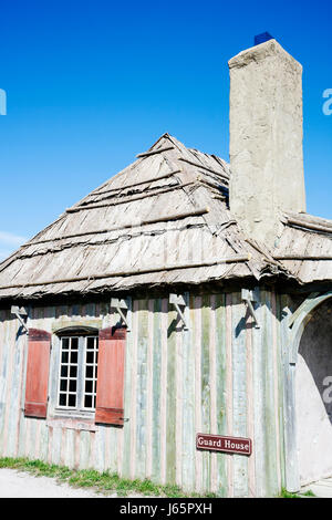 Michigan Mackinaw City, Mackinac historique State Parks Park, Straits of Mackinac, Lake Huron, fort, Colonial Michilimackinac, Guard House, histoire, preserbratio Banque D'Images