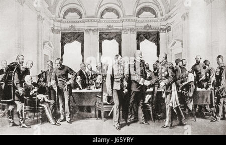 Le Congrès de Berlin, 1878. Une réunion, présidée par Otto von Bismarck, qui visait à déterminer les territoires des États de la péninsule des Balkans après la guerre russo-turque de 1877-78. L'histoire de Hutchinson de l'ONU, publié en 1915. Banque D'Images