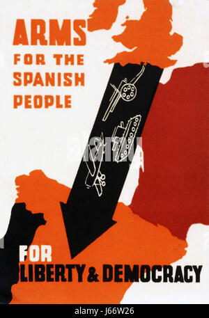 La guerre civile espagnole, Conseil national du travail poster à demander l'appui pour la lutte contre le fascisme Banque D'Images