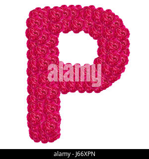 Lettre P alphabet de damask rose ABC type de concept que logo isolé sur fond blanc Banque D'Images