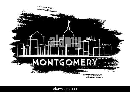 Montgomery skyline silhouette. part croquis. vector illustration. Les voyages d'affaires et tourisme concept avec l'architecture moderne. Illustration de Vecteur