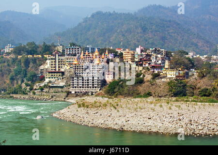 Rishikesh Inde par le Gange Vue de dessus sur le pont Banque D'Images