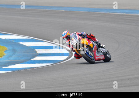 BURIRAM - 11 mars : Nicky Hayden # 69 des USA avec Honda CBR1000RR au Championnat du Monde FIM Superbike (SBK) à Chang Circuit International le 11 mars Banque D'Images